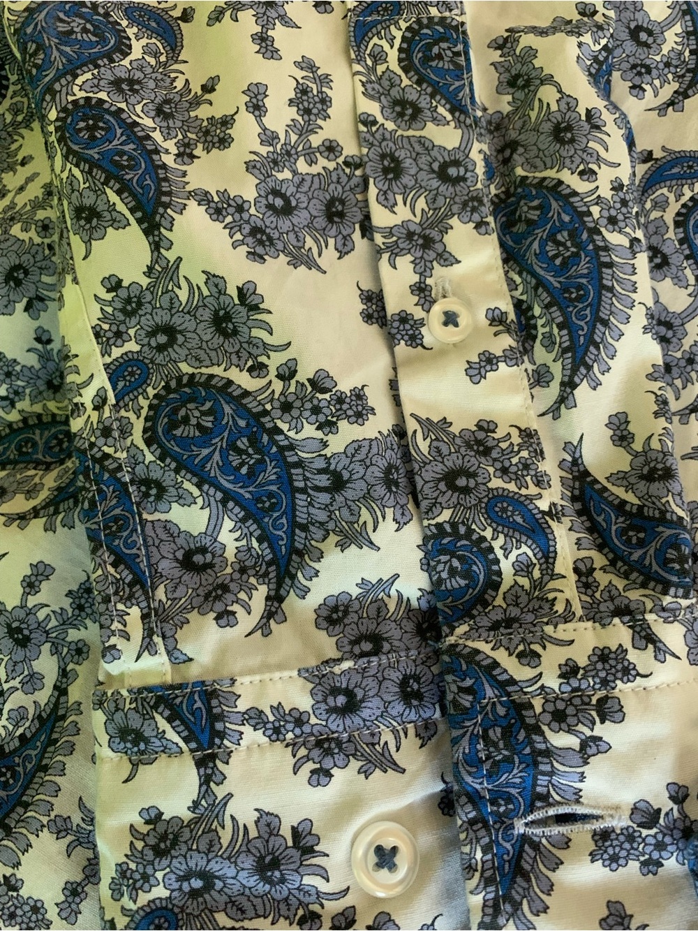 Daniel Cremieux White and Blue Paisley Button-Down Shirt - Picture 4 of 6